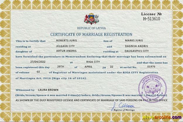 Latvia marriage certificate